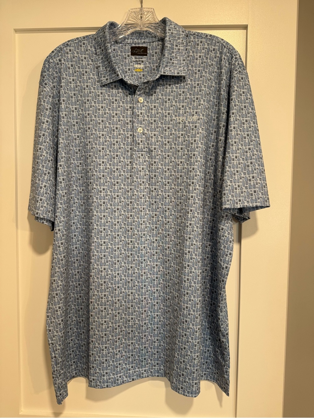 Greg Norman Tump Blue Patterned Short-Sleeve Polo, Size XL